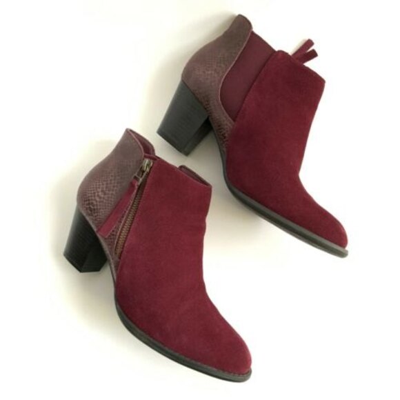 Vionic Bootie Size 7M Maroon Anne Leather Upright Block Heel - Picture 5 of 11